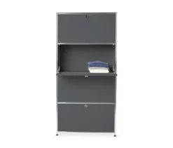 Highboard Metall »CN3« mit 4 Klappenfächern, grau