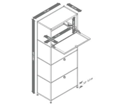 Highboard Metall »CN3« mit 4 Klappenfächern, grau