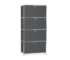 Highboard Metall »CN3« mit 4 Klappenfächern, grau