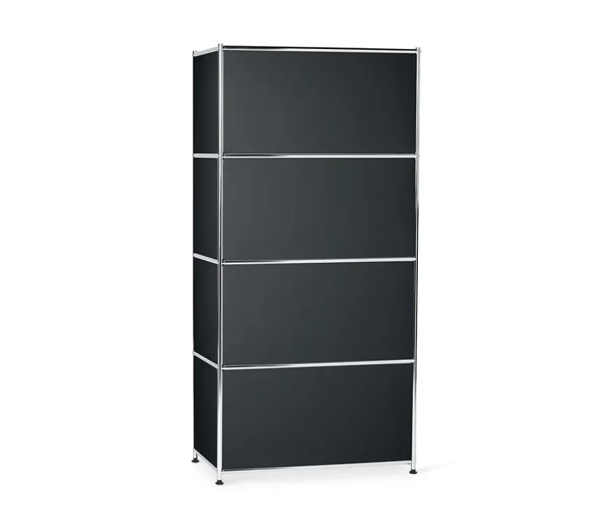 Highboard Metall »CN3« mit 4 Klappenfächern, schwarz