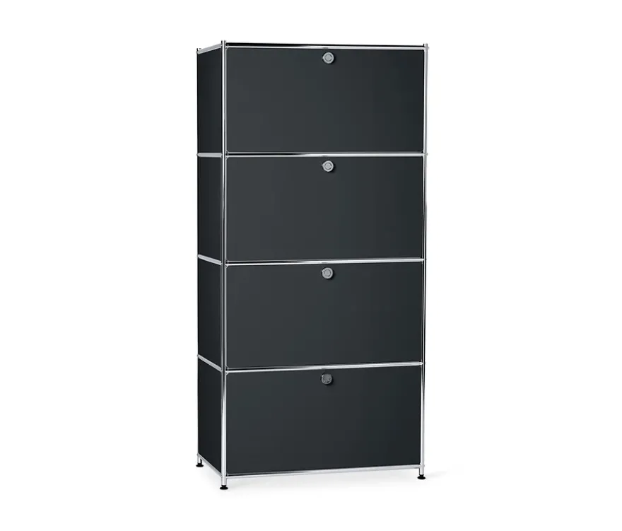 Highboard Metall »CN3« mit 4 Klappenfächern, schwarz