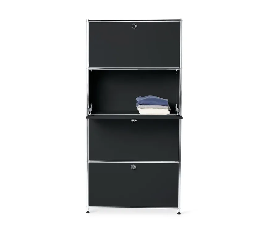 Highboard Metall »CN3« mit 4 Klappenfächern, schwarz