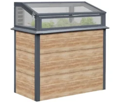 Hochbeet Schneckenschutz mit Frühbeetaufsatz, Holzoptik