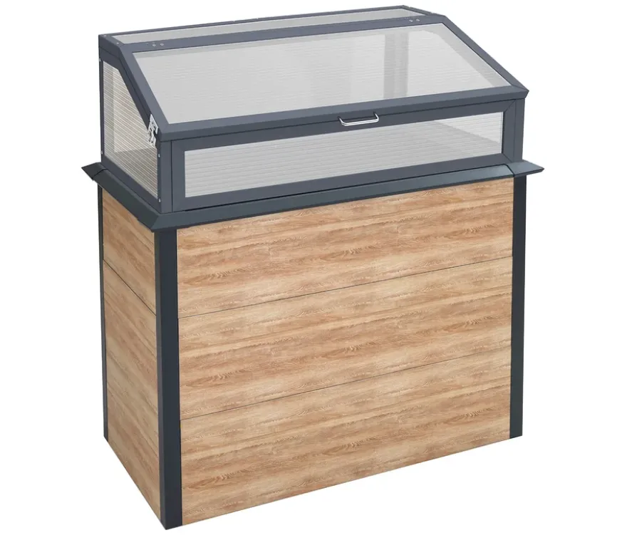 Hochbeet Schneckenschutz mit Frühbeetaufsatz, Holzoptik