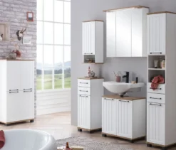 Hochschrank »Jelda«, matt weiß und Eiche-Dekor