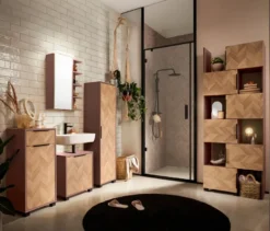 Hochschrank »Piazza«, mauve/Fischgräten-Dekor