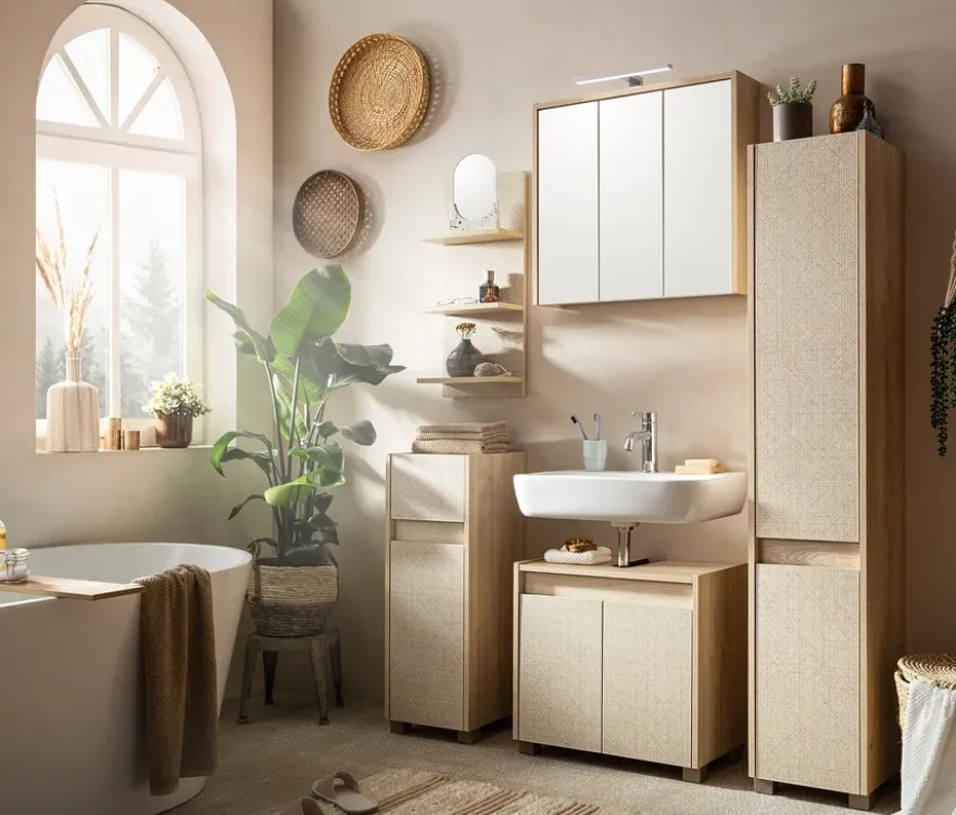 Hochschrank »Sander«, weißeiche/Canasta, 30,2 x 33 x 164,5 cm