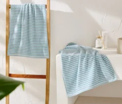2 hochwertige Handtücher, blau
