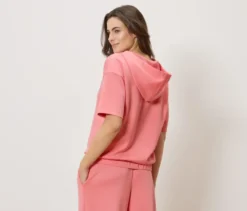 Hoodie aus Modal-Mix, korallrosa