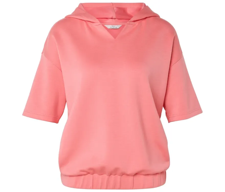 Hoodie aus Modal-Mix, korallrosa