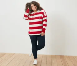 Hoodie, rot gestreift