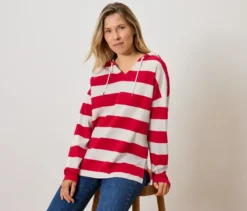 Hoodie, rot gestreift