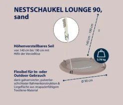 HUDORA Nestschaukel »Lounge«, beige, Ø 90 cm