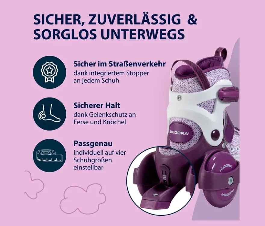 HUDORA Rollschuhe »My First Quad«, Gr. 30–33, lavender