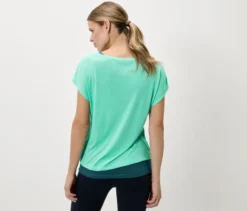 2-in-1-Kurzarm-Sportshirt, petrol/türkis