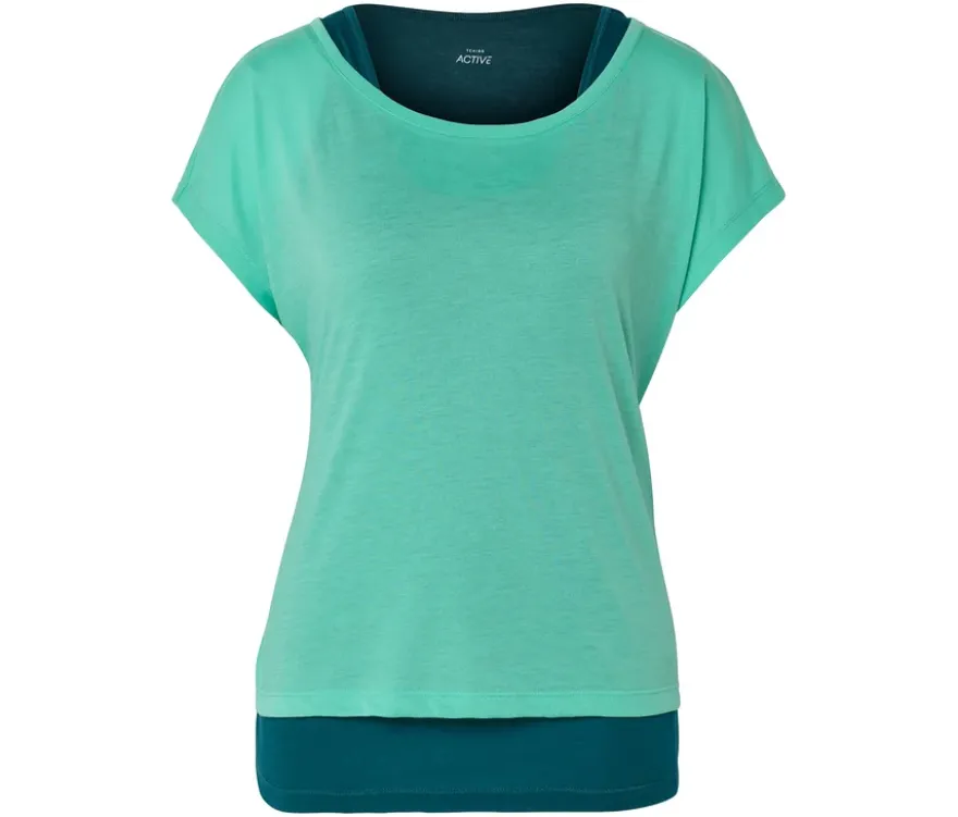 2-in-1-Kurzarm-Sportshirt, petrol/türkis