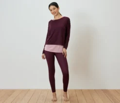 2-in1-Sportshirt, weinrot/rosa