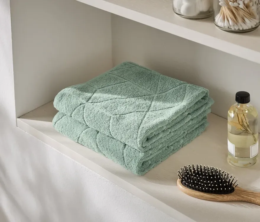 2 Jacquard-Handtücher, salbei