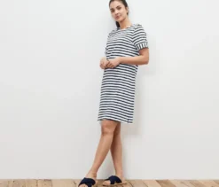 Jerseykleid, gestreift