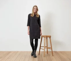 Jerseykleid mit Hahnentritt-Jacquard