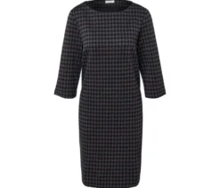 Jerseykleid mit Hahnentritt-Jacquard