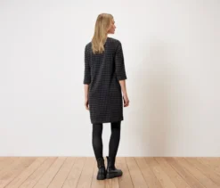 Jerseykleid mit Hahnentritt-Jacquard