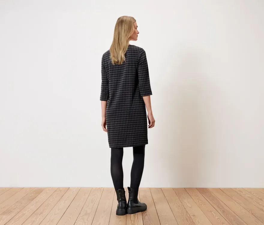 Jerseykleid mit Hahnentritt-Jacquard