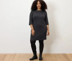Jerseykleid mit Hahnentritt-Jacquard
