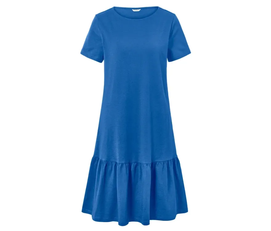 Jerseykleid mit Volant, kobaltblau