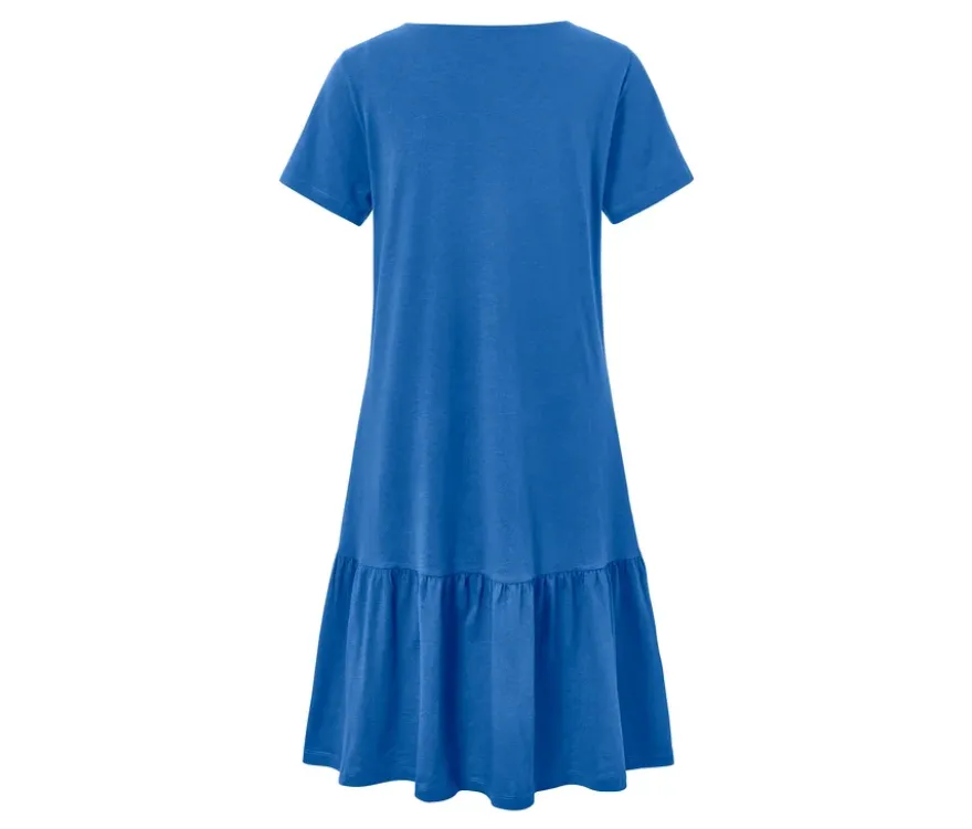 Jerseykleid mit Volant, kobaltblau