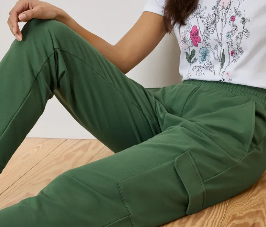 Joggpants mit Cargo-Taschen, dunkelgrün