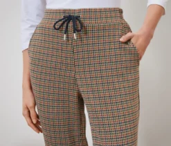 Joggpants mit Hahnentritt-Jacquard
