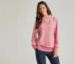Kapuzen-Pullover, rosa-offwhite