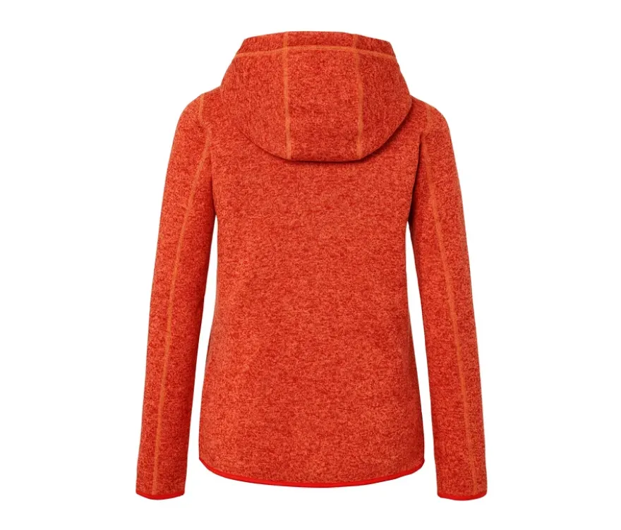 Kapuzen-Strickfleecejacke, orange meliert