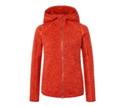 Kapuzen-Strickfleecejacke, orange meliert