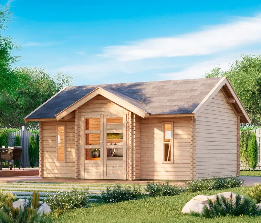Karibu Blockbohlen-Gartenhaus »Hator«, 38 mm, mit Dacheindeckung und Fußboden