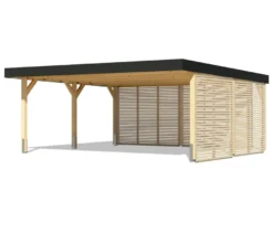Karibu Doppel-Carport mit Seiten- und Rückwand