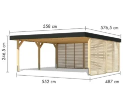 Karibu Doppel-Carport mit Seiten- und Rückwand
