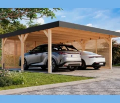 Karibu Doppel-Carport mit Seiten- und Rückwand