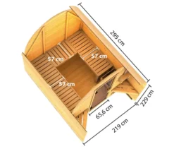 Karibu Fasshaus »Orkla«, naturfarben, inkl. 9 kW-Bio-Ofen mit externer Steuerung