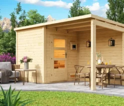 Karibu Saunahaus-Set »Rahlau A«, inkl. 9 kW-Bio-Ofen mit externer Steuerung