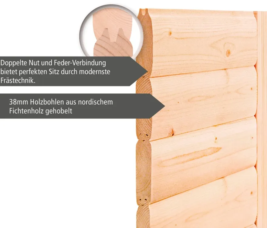 Karibu Saunahaus-Set »Rahlau A«, inkl. 9 kW-Ofen mit externer Steuerung