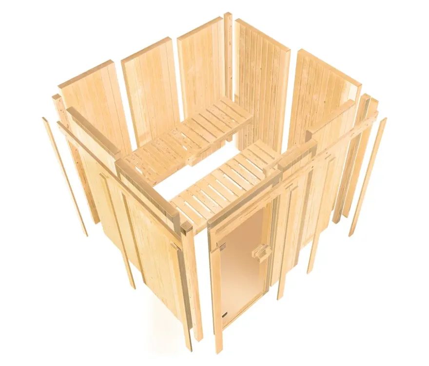 Karibu Sauna »Scarlett 3« im Set mit 9-kW-Ofen und finnischer Steuerung