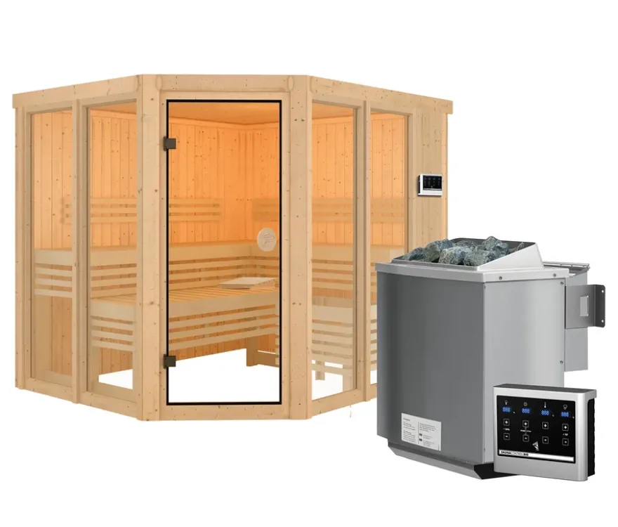 Karibu Sauna »Scarlett 3« im Set mit 9-kW-Bio-Ofen und Bio-Steuerung