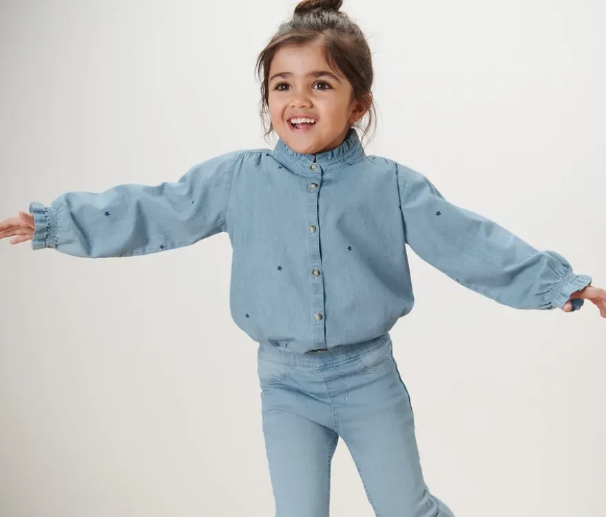 Kinder-Chambray-Bluse