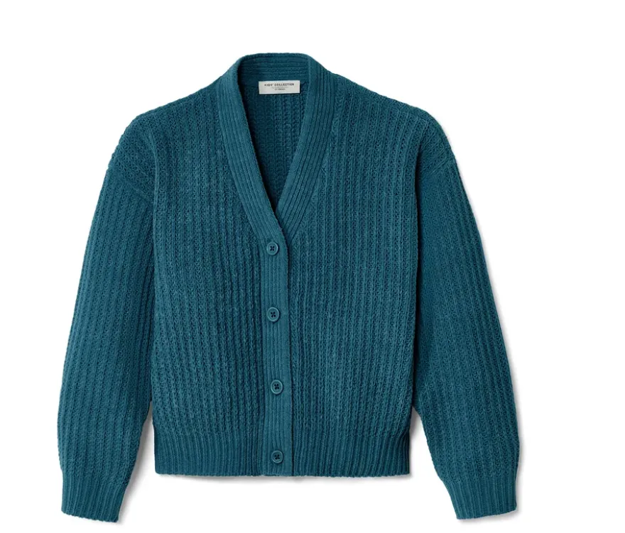 Kinder-Chenille-Strickjacke, blaugrün