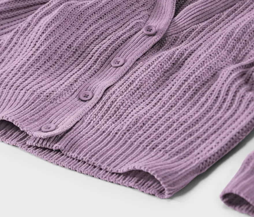 Kinder-Chenille-Strickjacke, lavendel