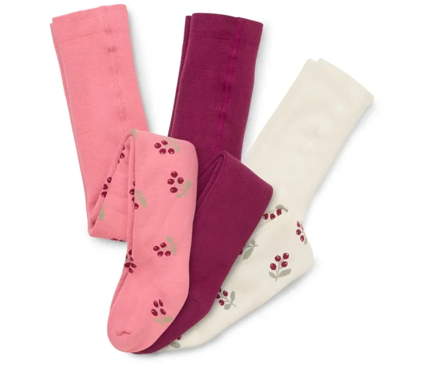 3 Kinder-Frottee-Thermostrumpfhosen, Blumen