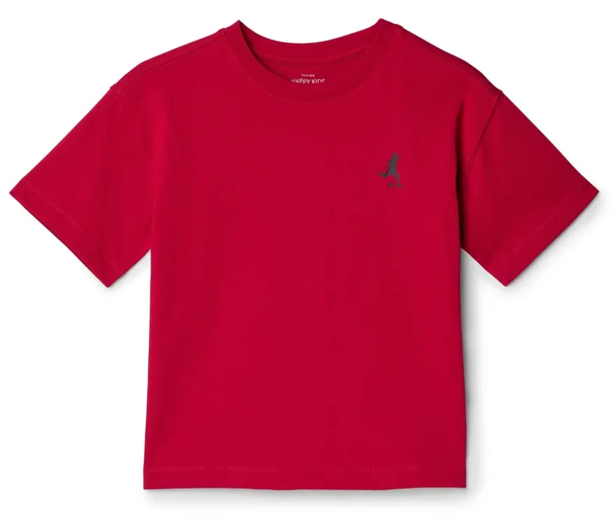 Kinder-Heavy-T-Shirt mit überschnittenen Schultern, rot