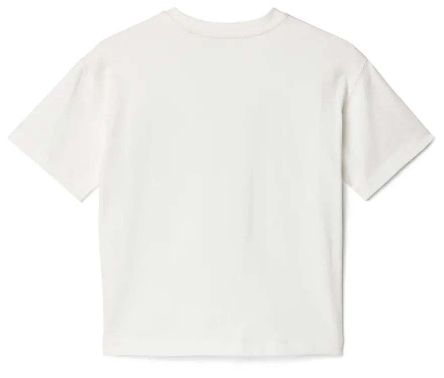 Kinder-Heavy-T-Shirt mit überschnittenen Schultern, weiß mit Fußballer